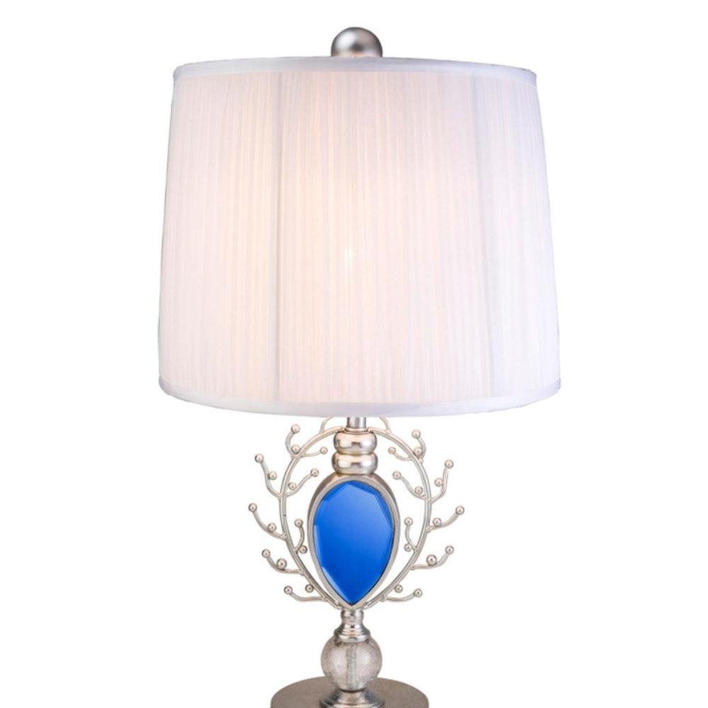 English Elm 27.75" Just Dazzle Polyresin Table Lamp Silver with Crackle Glass Orb Base & Turquoise Gem Pendant B072116200