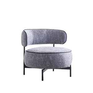 English Elm Contemporary Swivel Chair with Curved Backrest and Metal Legs, Blue Fabric, Contrast Welt Accent Dark Gray 37 L x 32 W x 12 H B2741P390566