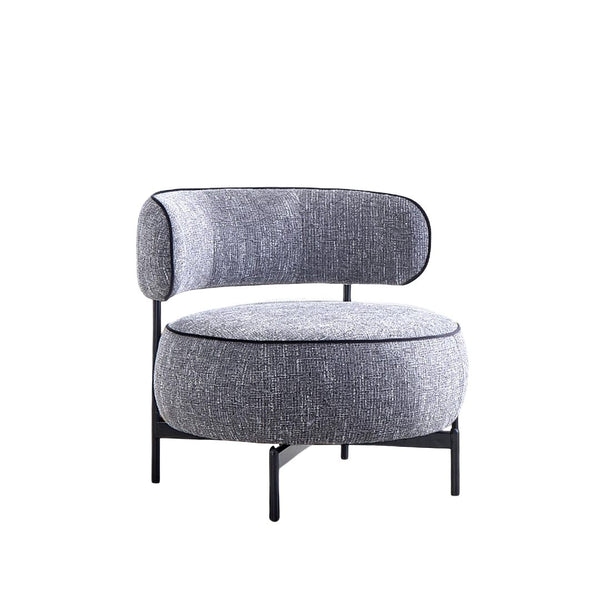 English Elm Contemporary Swivel Chair with Curved Backrest and Metal Legs, Blue Fabric, Contrast Welt Accent Dark Gray 37 L x 32 W x 12 H B2741P390566