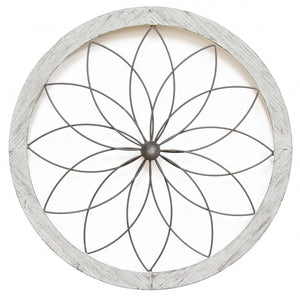 Homeroots Distressed Chic Flower Metal And Wood Wall Decor  Metal 321205