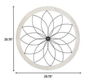 Homeroots Distressed Chic Flower Metal And Wood Wall Decor  Metal 321205