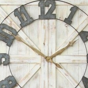 Homeroots Square Rustic Distressed Wood And Metal Wall Clock - Chic Farmhouse Decor With Galvanized Numbers   321222