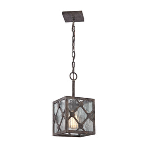 Radley 7'' Wide 1-Light Mini Pendant - Malted Rust with Clear Raindrop Glass Panels 32122/1 Elk Lighting