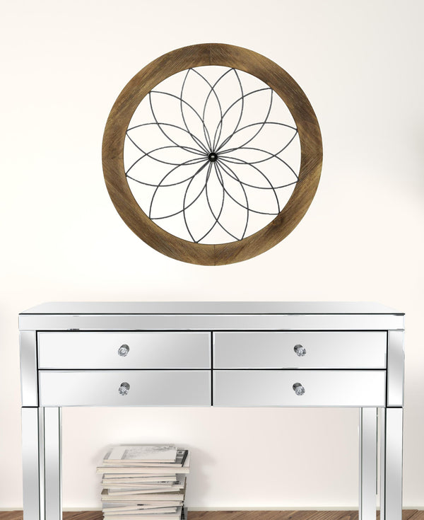 Homeroots Black Metal And Wood Framed Wall Art  Wood 321244