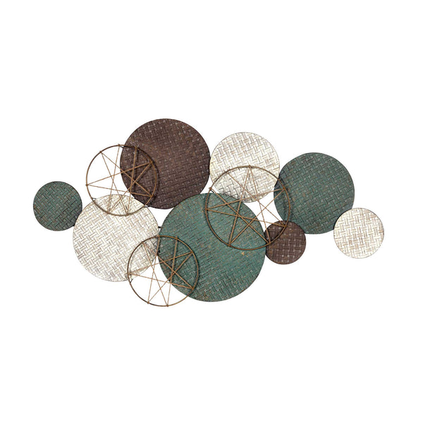 Homeroots 25" X 47" Bronze Green And White Metal And Jute Distressed Wall Decor  Metal And Jute 321288
