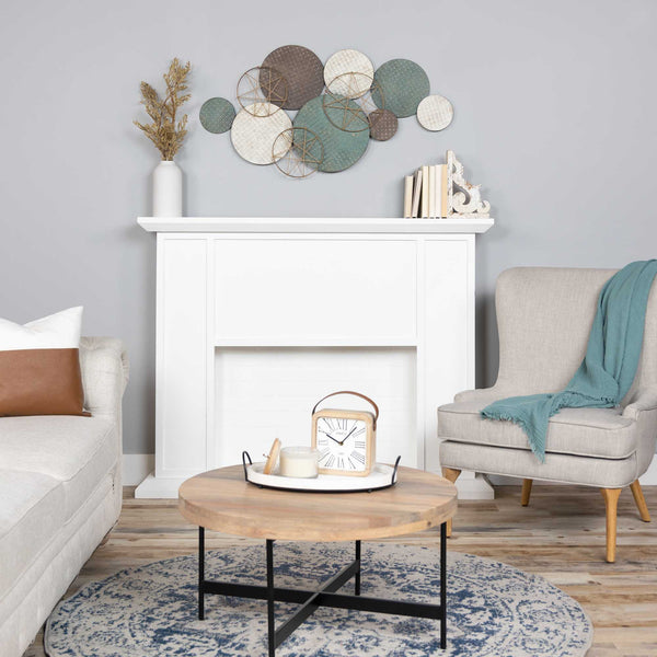 Homeroots 25" X 47" Bronze Green And White Metal And Jute Distressed Wall Decor  Metal And Jute 321288