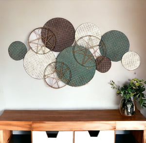 Homeroots 25" X 47" Bronze Green And White Metal And Jute Distressed Wall Decor  Metal And Jute 321288