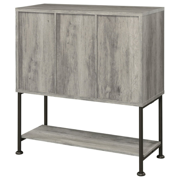 English Elm Hovander Farmhouse Bar Cabinet with Sliding Barn Doors Wine Storage and Gunmetal Legs B062P441038