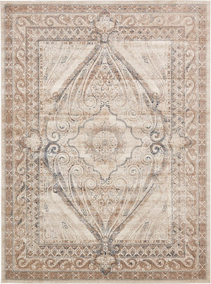 Unique Loom Chateau Wilson Machine Made Border Rug Beige, Blue/Gray/Ivory/Brown 9' 0" x 12' 2"