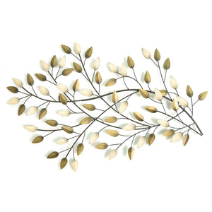 Homeroots 20" X 32" Beige And Gold Metal Leaves Wall Decor  Metal 321341