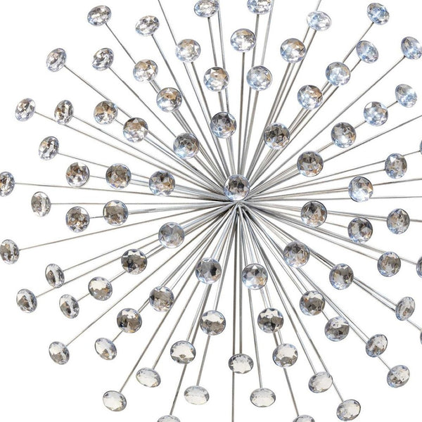 HomeRoots 24" Silver Faux Crystal Wall Sculpture - Modern Glam Geometric Décor for Stunning Home Elegance 321379