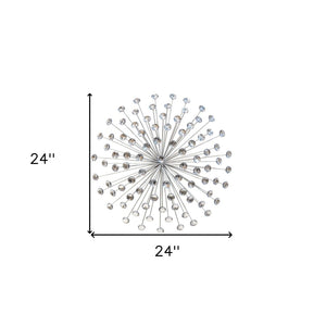 HomeRoots 24" Silver Faux Crystal Wall Sculpture - Modern Glam Geometric Décor for Stunning Home Elegance 321379