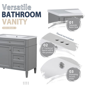 English Elm 36'' Modern Bathroom Vanity Set With Mirror, 2 Soft-Close Drawers, & 6 Open Shelves For Storage N710S236006E