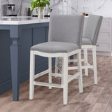 Comfort Pointe Arissa Grey Counter Stool Grey Fabric / White Base