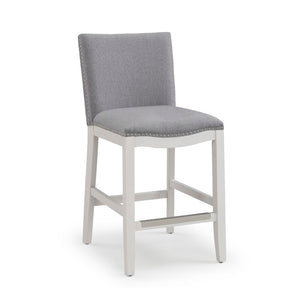 Comfort Pointe Arissa Grey Counter Stool Grey Fabric / White Base