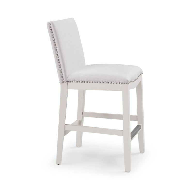 Comfort Pointe Arissa Snow Counter Stool Snow Fabric / White Base