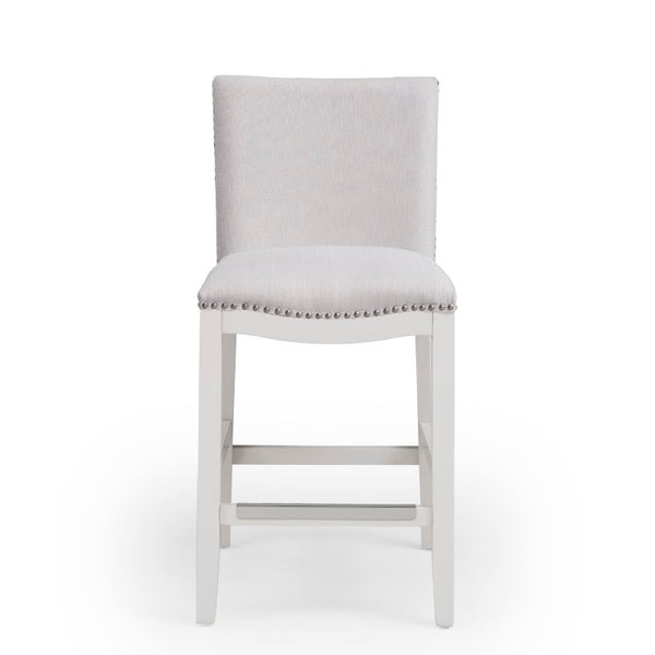 Comfort Pointe Arissa Snow Counter Stool Snow Fabric / White Base