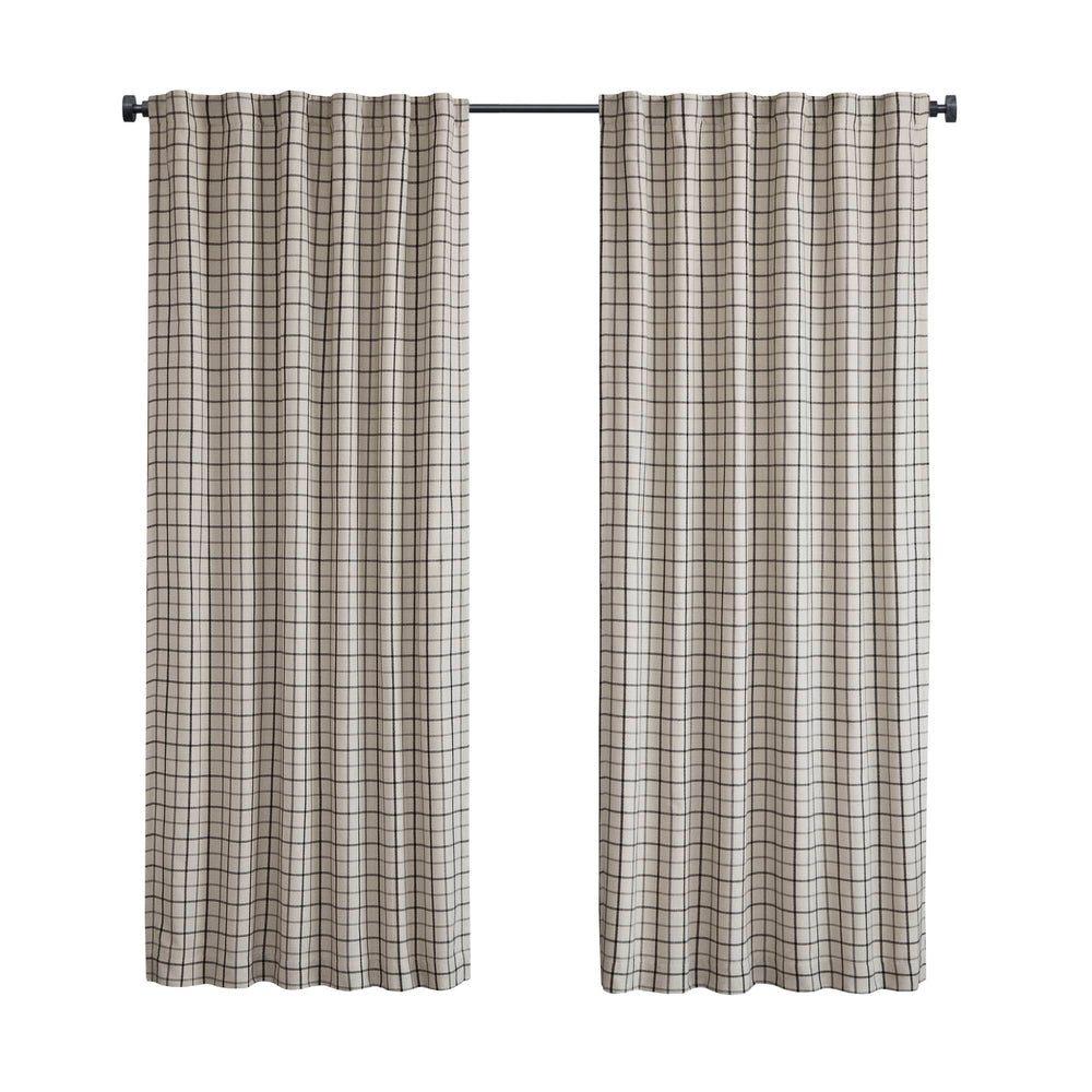 English Elm 1Pc Cozy 50X95" Plaid Curtain Panel With Fleece Lining - Stylish Light Control & Insulation Solution B035P341188