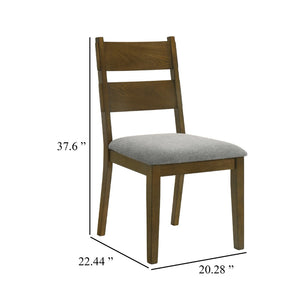 English Elm Lyoi Ladder Back Dining Chairs Set of 2 Gray Upholstered Seat Solid Wood Frame B056P417076