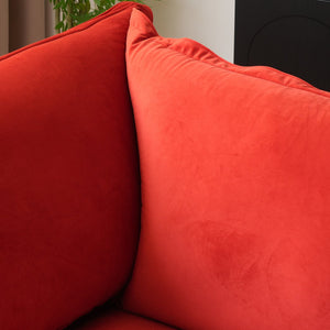 English Elm Sky Cloud Sectional Sofa with Cloud-Like Comfort, Modular L-Shaped Velvet Seating, Removable Covers, Storage Ottoman Red B341S00019