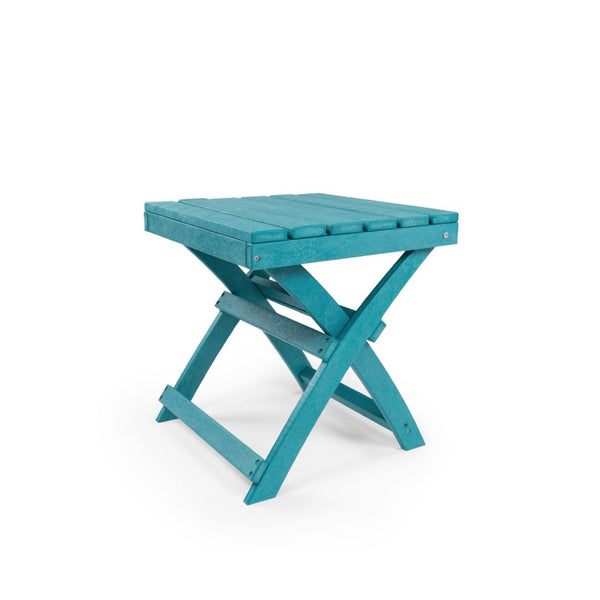 English Elm Seaview Recycled Hdpe Outdoor Folding Side Table Uv Resistant Patio Deck Use Turquoise B2745P409718