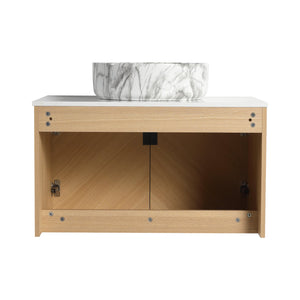 English Elm 30" Contemporary Bathroom Vanity With Art Sink, Wall-Mounted Design & Durable Plywood Construction W999S00446