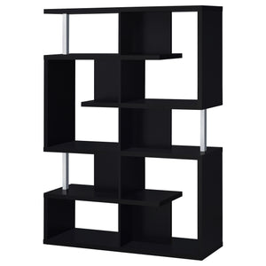 English Elm Copper Modern 5-Shelf Bookshelf in Sleek Black Finish — 63.25" Tall Storage Display Unit for Home Decor B062P331098