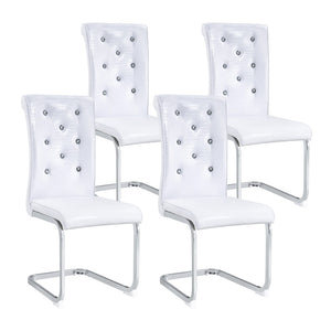 English Elm Set of 2 Glam Faux Alligator Pvc Dining Chairs with Crystal Buckle Bow Legs White W3875P371061