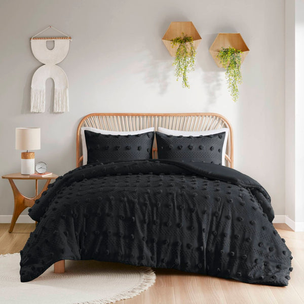 English Elm 3 Piece Jacquard Duvet Cover Set Pompom Texture Brushed Reverse Bedroom Bedding B035P319882