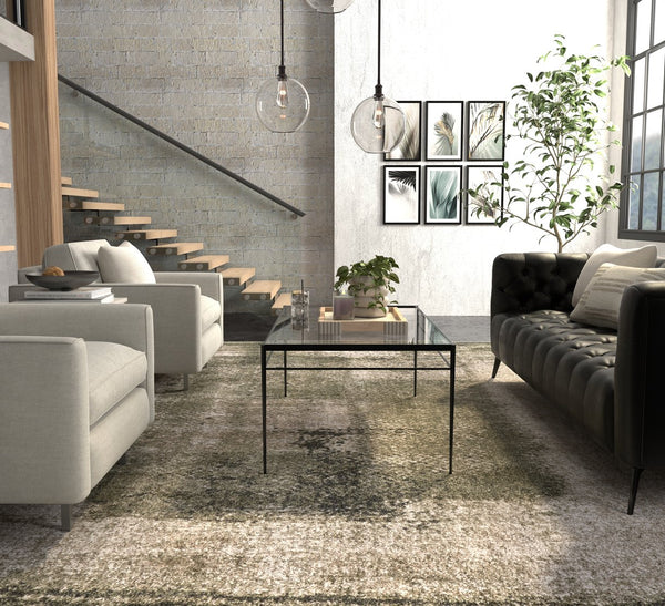 Feizy Rugs Skyview Abstract Plush Polypropylene Area Rug - Modern Distressed Design For Home Elegance & Style Green,Tan Polypropylene Skv39qcfgrn000f10