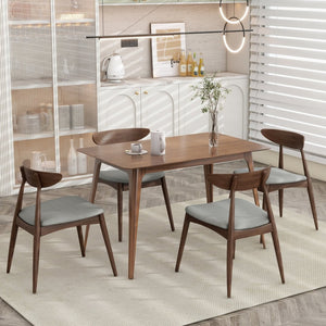English Elm 5-piece Mid-century Rubberwood Dining Set with Upholstered Chairs for Small Spaces Light Gray,Walnut N759S003011D