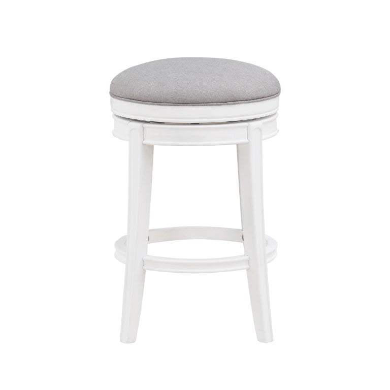 Comfort Pointe Laguna White Swivel Counter Stool Grey Fabric / White Base