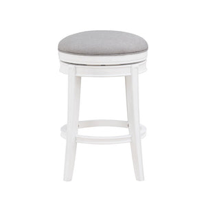 Comfort Pointe Laguna White Swivel Counter Stool Grey Fabric / White Base