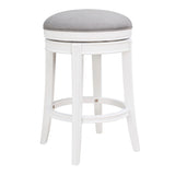 Comfort Pointe Laguna White Swivel Counter Stool Grey Fabric / White Base