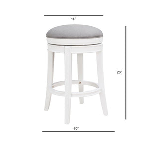 Comfort Pointe Laguna White Swivel Counter Stool Grey Fabric / White Base