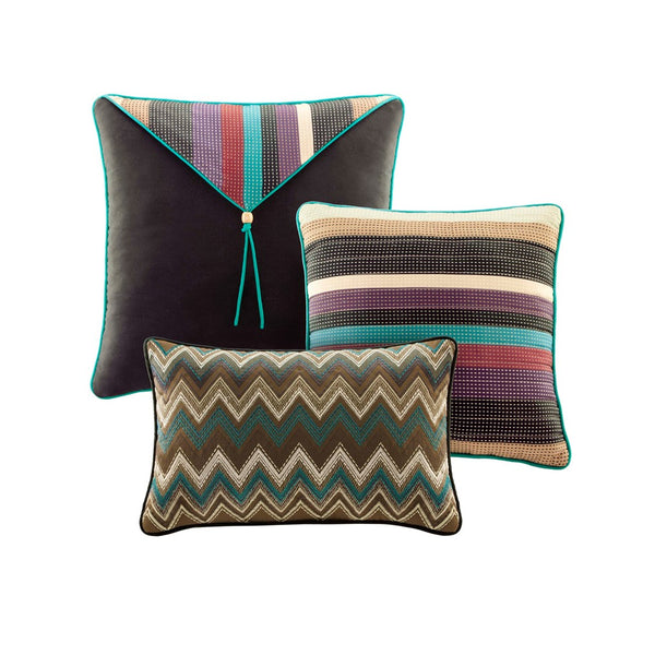 English Elm Reversible Yosemite Quilted Set King/Cal King with 3 Decorative Pillows, Purple Teal Stripes, Easy Care B03597451