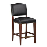 Comfort Pointe Denver Stationary Faux Leather Brown Counter Stool with Nail Heads Brown  Faux Leather / Warm  Espresso base