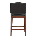 Comfort Pointe Denver Stationary Faux Leather Brown Counter Stool with Nail Heads Brown  Faux Leather / Warm  Espresso base