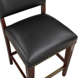 Comfort Pointe Denver Stationary Faux Leather Brown Counter Stool with Nail Heads Brown  Faux Leather / Warm  Espresso base