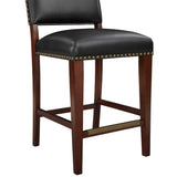 Comfort Pointe Denver Stationary Faux Leather Brown Counter Stool with Nail Heads Brown  Faux Leather / Warm  Espresso base