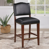 Comfort Pointe Denver Stationary Faux Leather Brown Counter Stool with Nail Heads Brown  Faux Leather / Warm  Espresso base