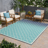 Christopher Knight Home® - Noble House - Laguna Outdoor 7'10" X 10' Ombre Area Rug, Blue and Ivory