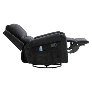 English Elm Manual Recliner Swivel Rocker Massage Chair Chenille Nursery and Living Room Seat Black N763P347287B
