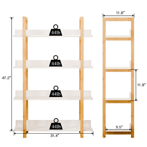 English Elm Multifuction Solid Wood Bookcase with Color-Contrast Shelves, 4-Tier Plant Stand, Sturdy Waterproof Finish W3128P261295