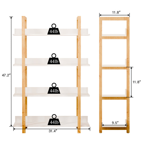 English Elm Multifuction Solid Wood Bookcase with Color-Contrast Shelves, 4-Tier Plant Stand, Sturdy Waterproof Finish W3128P261295
