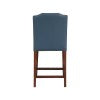 Comfort Pointe Bristol Stationary Blue Faux Leather Counter Stool with Nail Heads Blue Faux Leather / Warm Espresso base