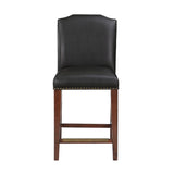Comfort Pointe Bristol Stationary Brown Faux Leather Counter Stool with Nail Heads Brown  Faux Leather /  Warm Espresso base
