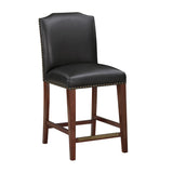 Comfort Pointe Bristol Stationary Brown Faux Leather Counter Stool with Nail Heads Brown  Faux Leather /  Warm Espresso base