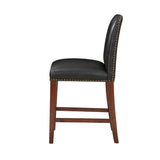 Comfort Pointe Bristol Stationary Brown Faux Leather Counter Stool with Nail Heads Brown  Faux Leather /  Warm Espresso base