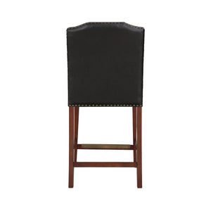 Comfort Pointe Bristol Stationary Brown Faux Leather Counter Stool with Nail Heads Brown  Faux Leather /  Warm Espresso base